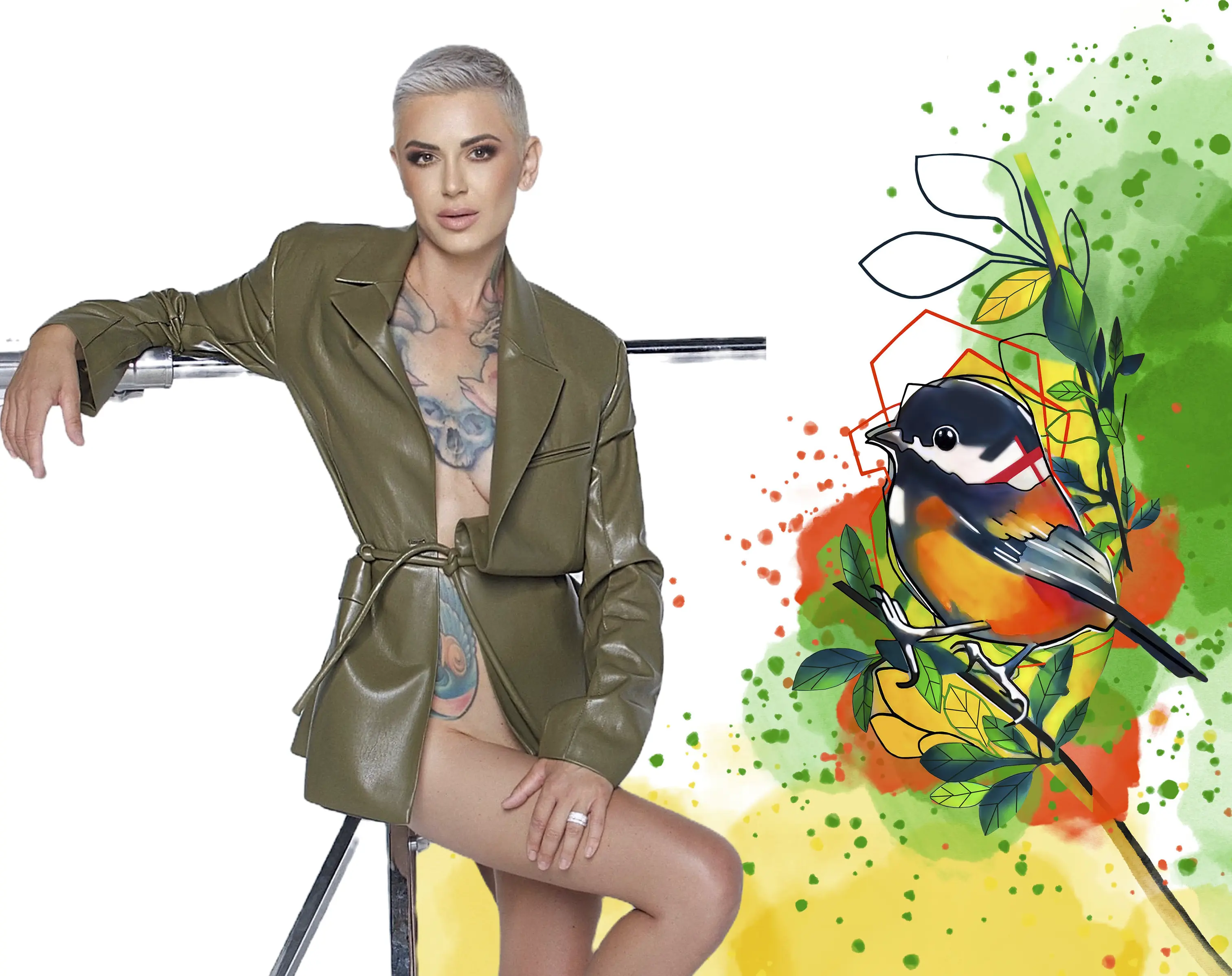 Ivana Tattoo Art Bird Background